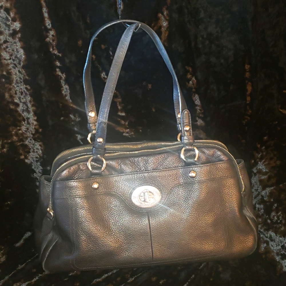Coach Penelope Black Pebble Leather Shoulder Handbag